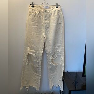 Cream distressed Vervet jeans, size 26